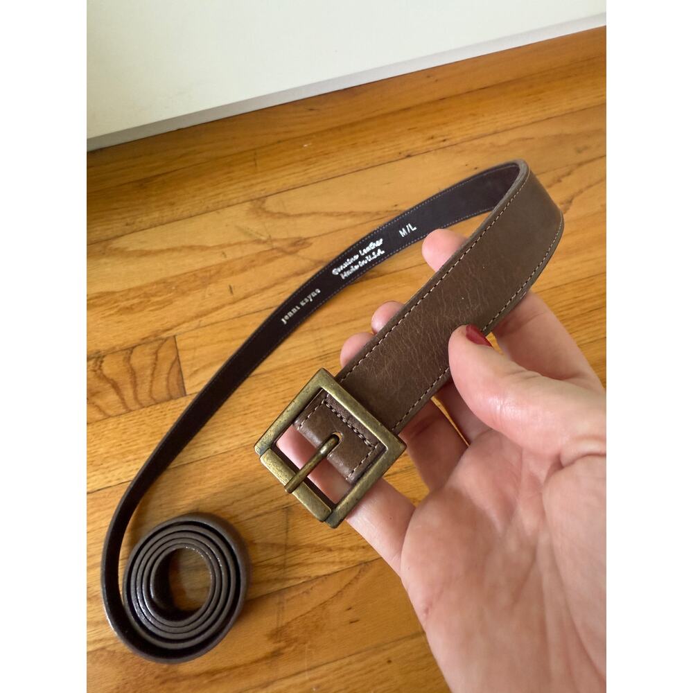 Jenni Kayne Brown Leather Belt with Gold Hardware Size Medium/Large